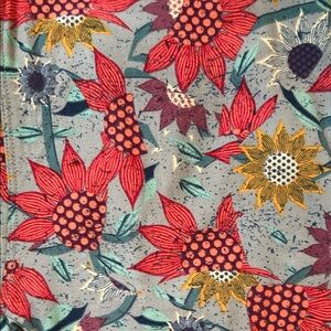 LuLaRoe sunflower Floral Patterned Leggings - coral, Yellow, Blues